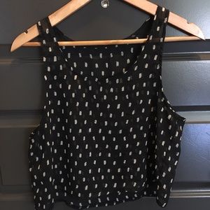 Navy & White Polka Dot Crop Top